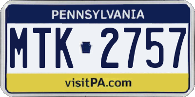 PA license plate MTK2757