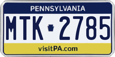 PA license plate MTK2785