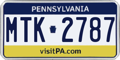 PA license plate MTK2787