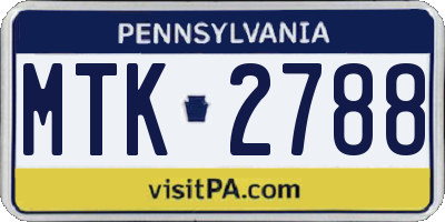 PA license plate MTK2788
