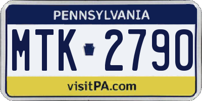 PA license plate MTK2790