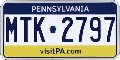 PA license plate MTK2797
