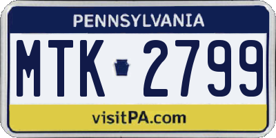 PA license plate MTK2799
