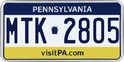 PA license plate MTK2805