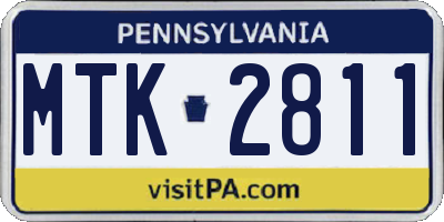 PA license plate MTK2811