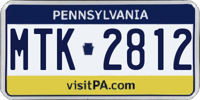 PA license plate MTK2812