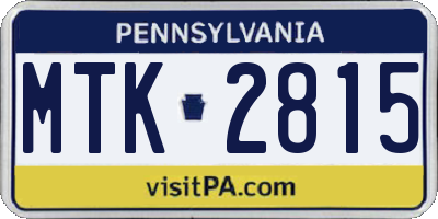 PA license plate MTK2815