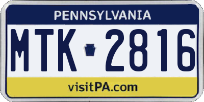 PA license plate MTK2816