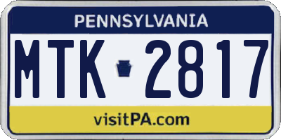 PA license plate MTK2817