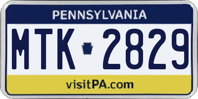 PA license plate MTK2829