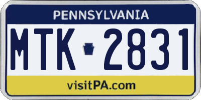 PA license plate MTK2831