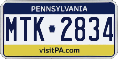 PA license plate MTK2834