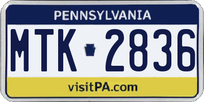 PA license plate MTK2836