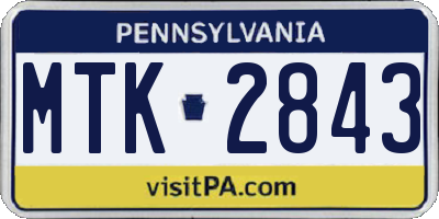 PA license plate MTK2843