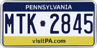 PA license plate MTK2845