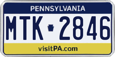 PA license plate MTK2846