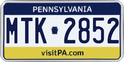 PA license plate MTK2852