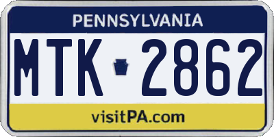 PA license plate MTK2862