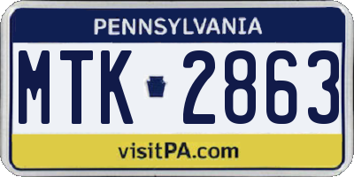 PA license plate MTK2863