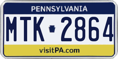 PA license plate MTK2864