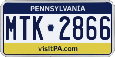 PA license plate MTK2866