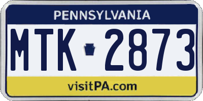 PA license plate MTK2873