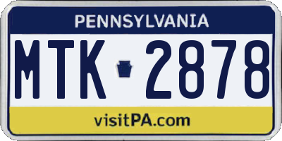 PA license plate MTK2878