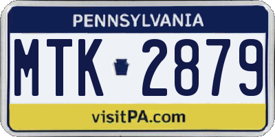 PA license plate MTK2879