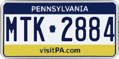 PA license plate MTK2884