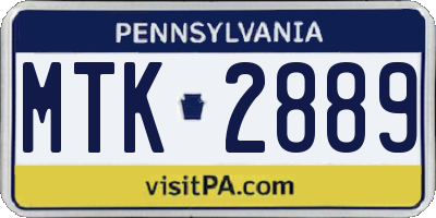 PA license plate MTK2889