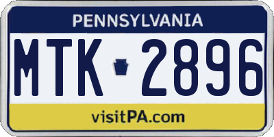 PA license plate MTK2896