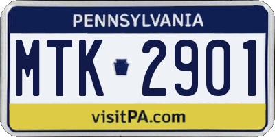 PA license plate MTK2901