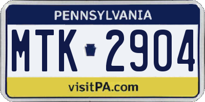 PA license plate MTK2904
