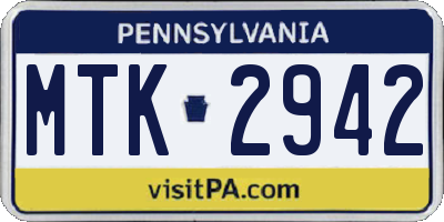 PA license plate MTK2942