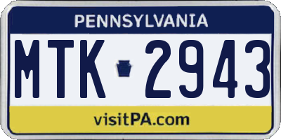 PA license plate MTK2943