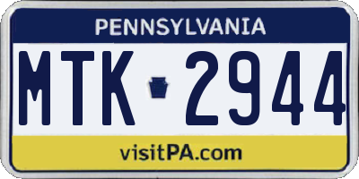 PA license plate MTK2944