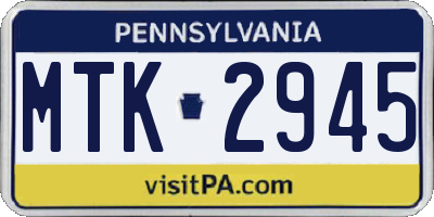 PA license plate MTK2945