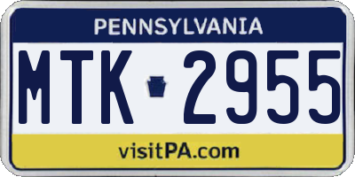 PA license plate MTK2955