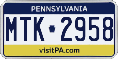PA license plate MTK2958