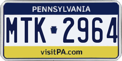 PA license plate MTK2964