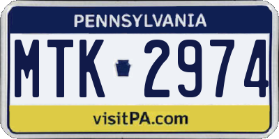 PA license plate MTK2974