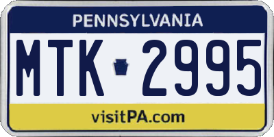 PA license plate MTK2995