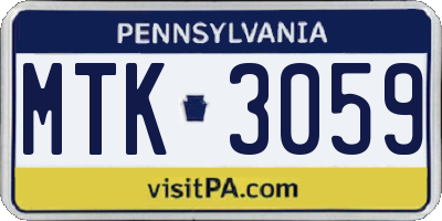 PA license plate MTK3059