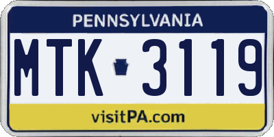PA license plate MTK3119