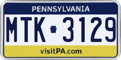 PA license plate MTK3129