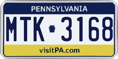 PA license plate MTK3168