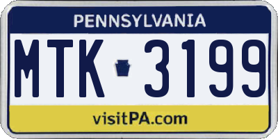 PA license plate MTK3199