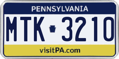 PA license plate MTK3210