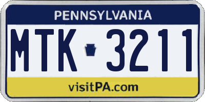 PA license plate MTK3211