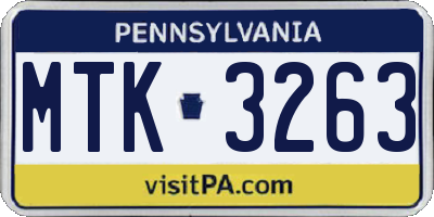 PA license plate MTK3263